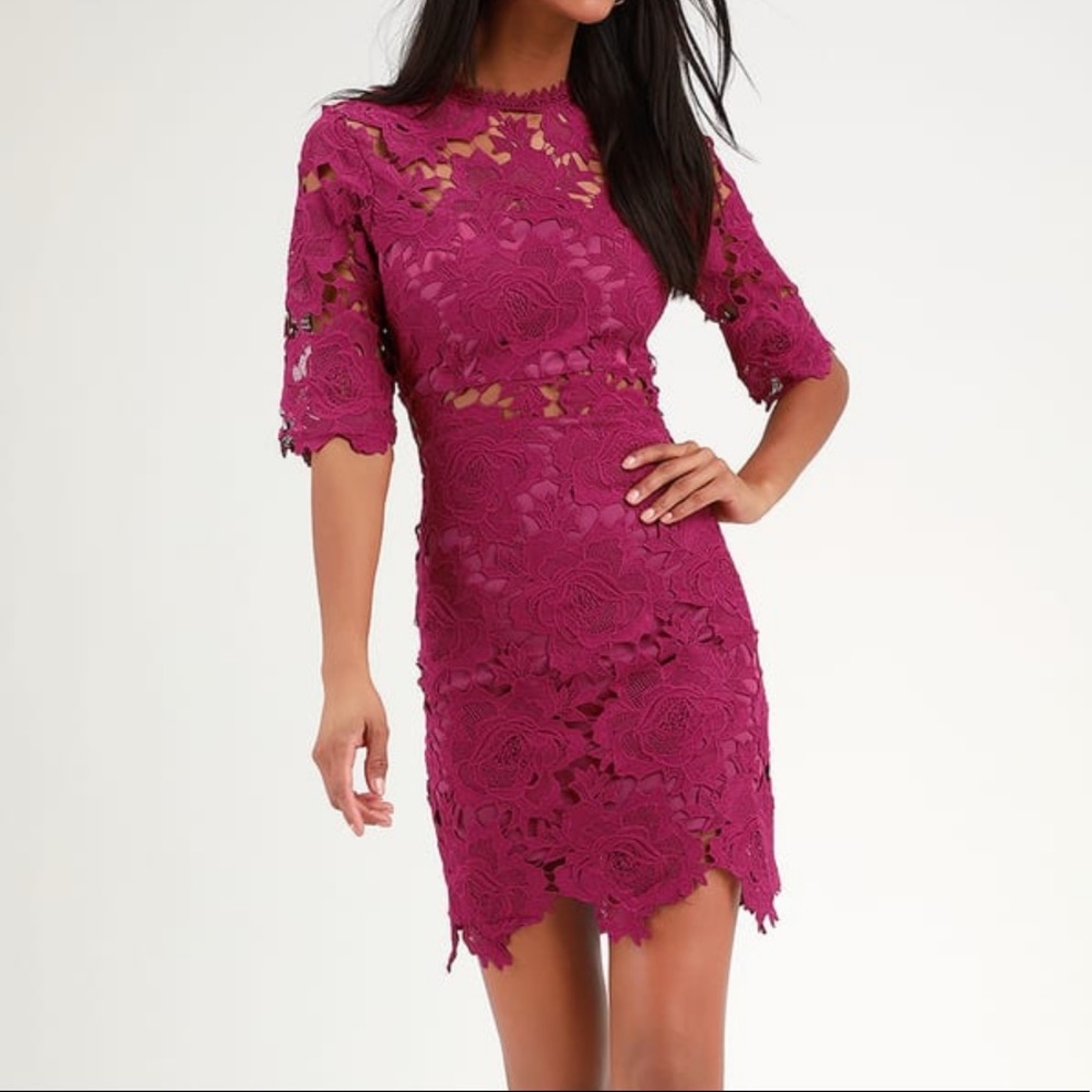 Lulu’s A Fine Romance Lace Sheath Dress
